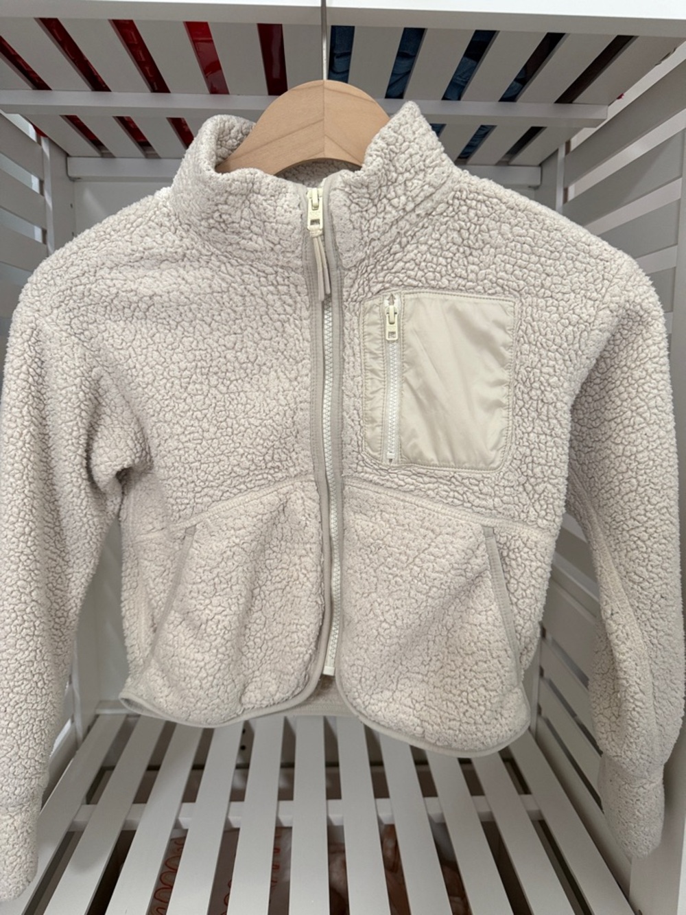 Athleta Girl Cream Fleece Zip Jacket